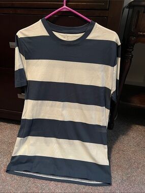 GAP Navy and White Wide Stripe Crew Neck Tee